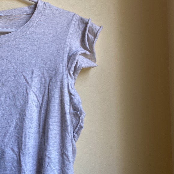 GAP • Light Grey Ruffle Short Sleeve Top - Picture 2 of 5